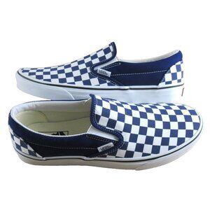 Vans Men's Classic Slip On Color Theory Checkerboard Beacon Blue Shoes Sizes NIB